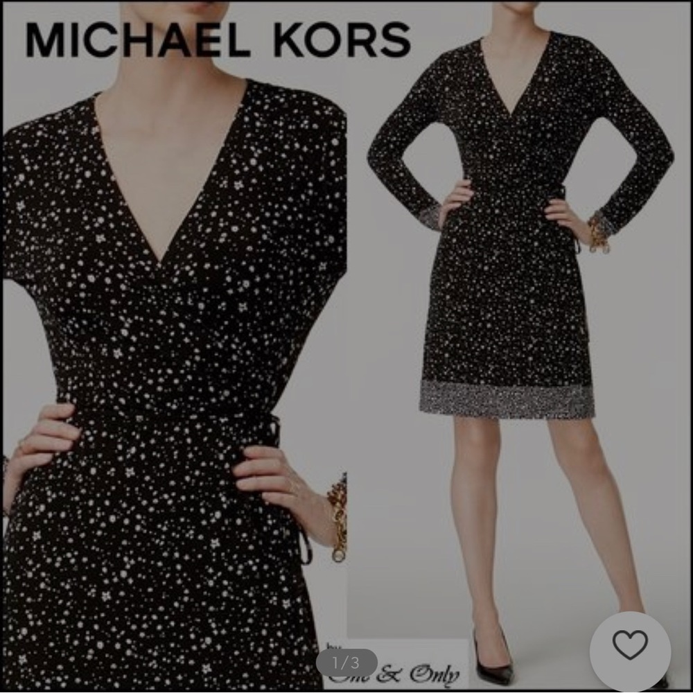 Michael Kors | Wrap Dresses Flower Patterns V-Neck Long Sleeves Large